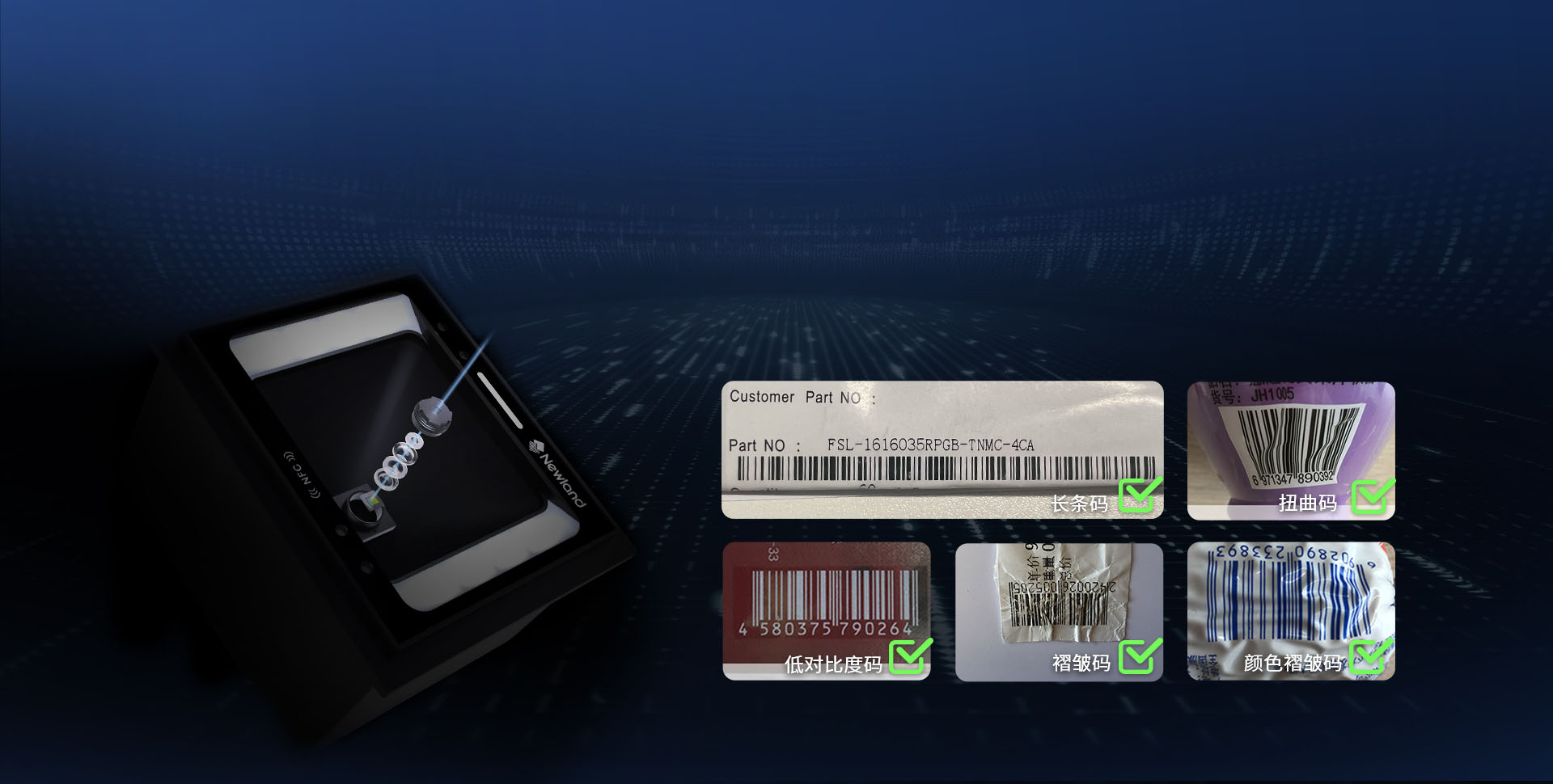 百萬像素，強(qiáng)悍復(fù)雜難解條碼識讀能力